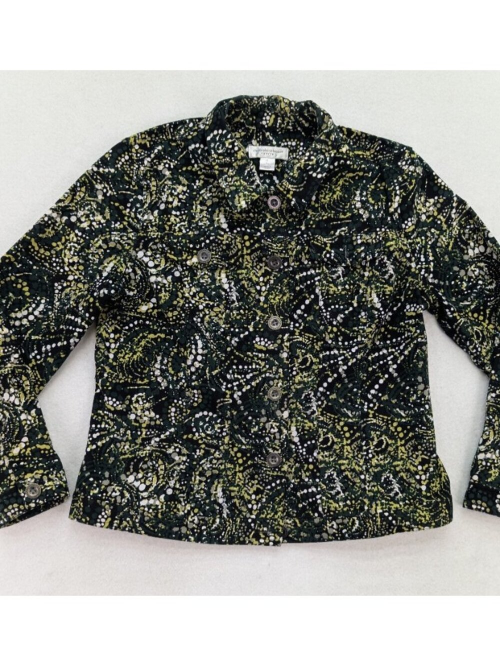 Christopher & Banks Women's Jacket Size PL Green Print Lightweight